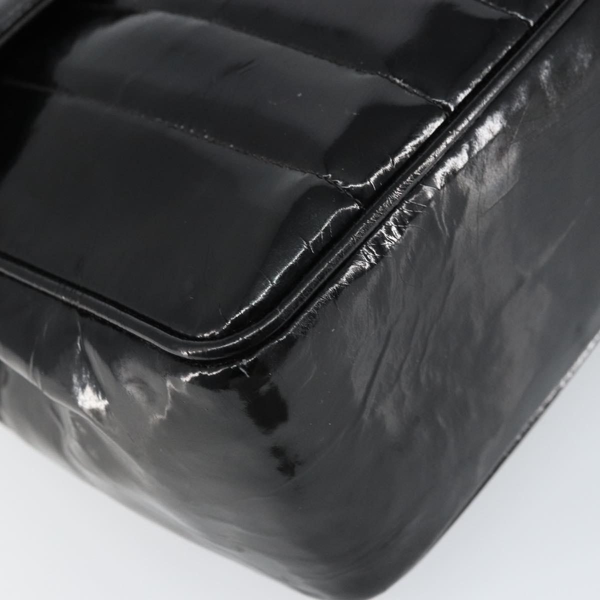 CHANEL Matelasse 30 Chain Shoulder Bag Enamel Black Gold CC Auth 158839