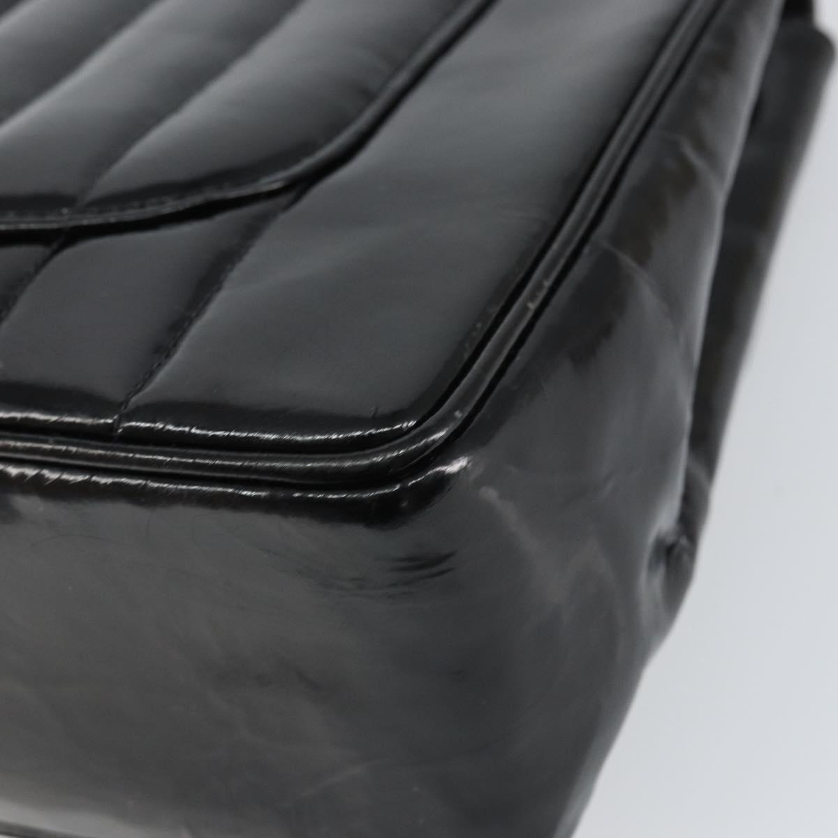 CHANEL Matelasse 30 Chain Shoulder Bag Enamel Black Gold CC Auth 158839