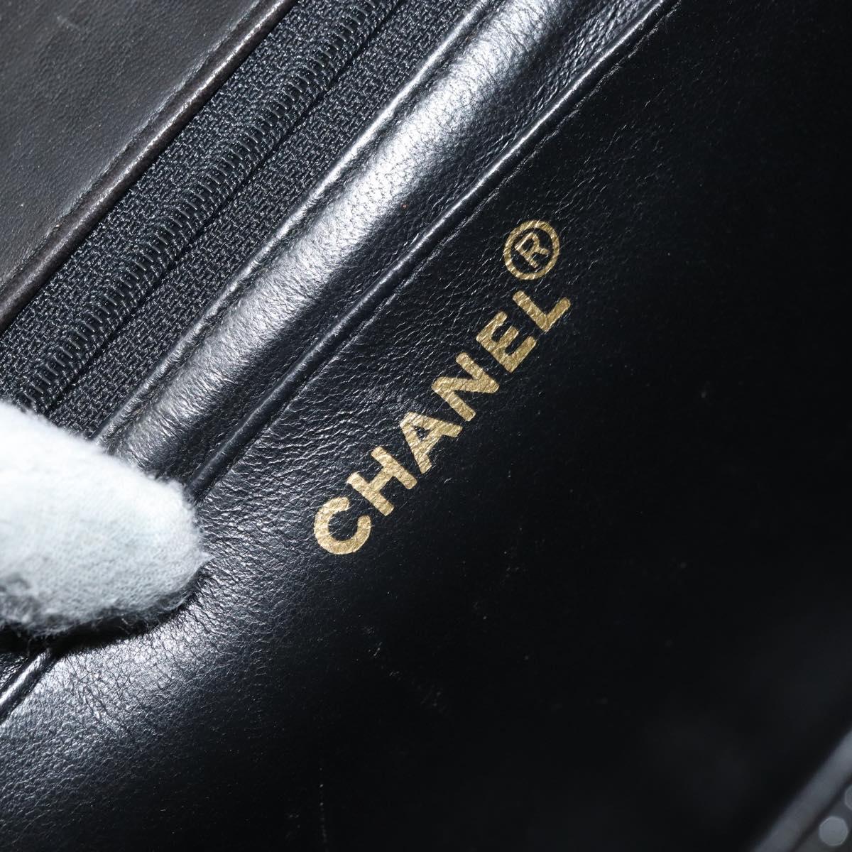 CHANEL Matelasse 30 Chain Shoulder Bag Enamel Black Gold CC Auth 158839
