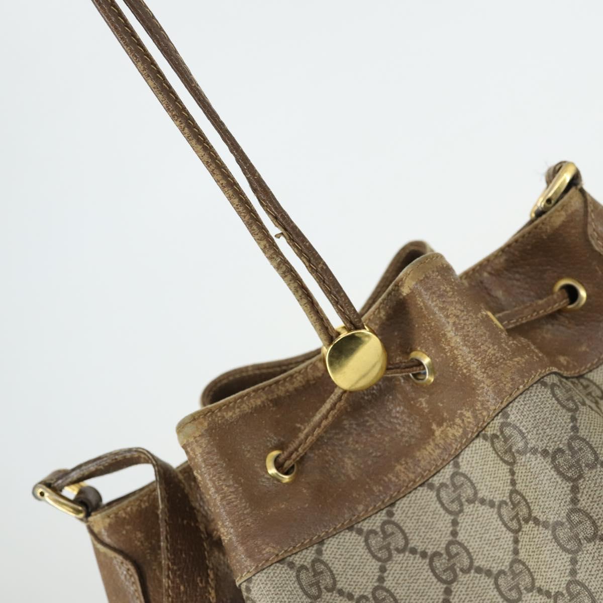GUCCI GG Supreme Web Sherry Line Bag PVC Beige Gold 41 02 085 Auth 158845