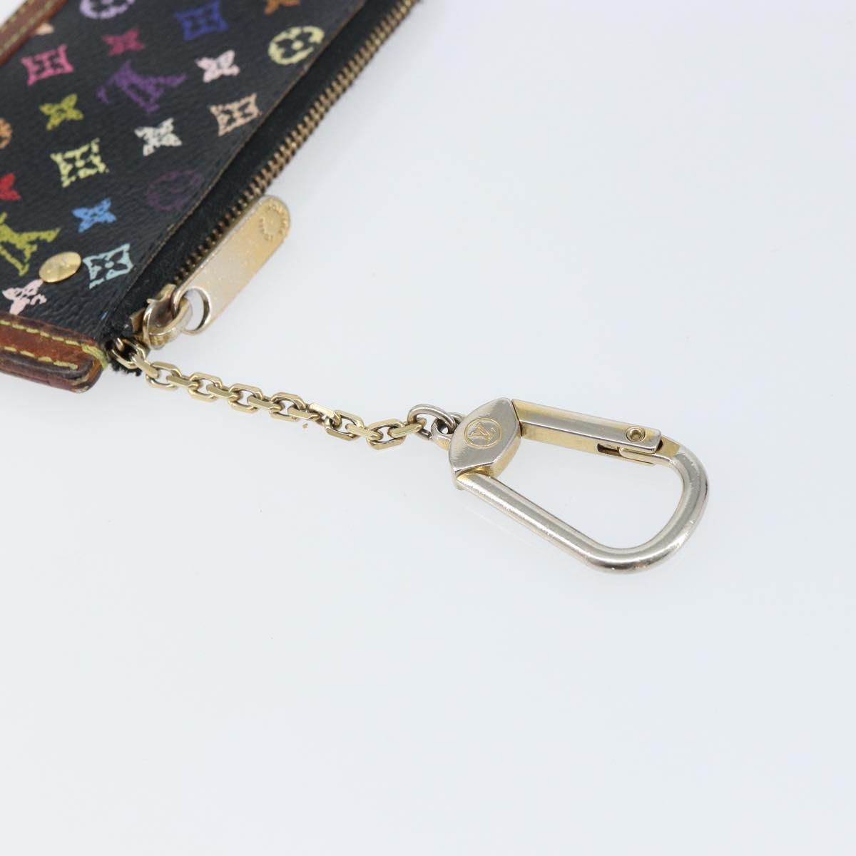 LOUIS VUITTON Multicolor Pochette Cles Coin Purse Black M13664 LV Auth 158853