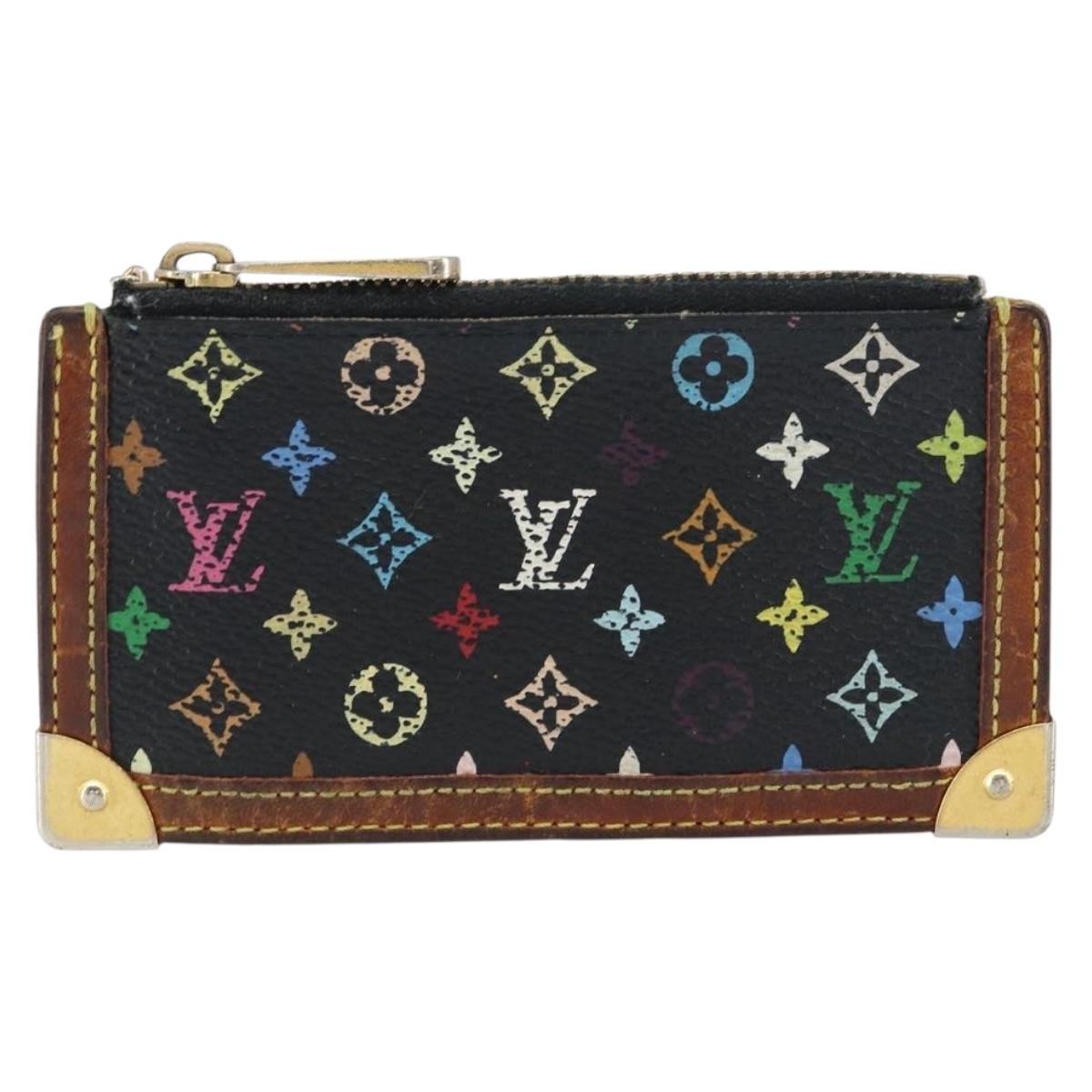 LOUIS VUITTON Multicolor Pochette Cles Coin Purse Black M13664 LV Auth 158853