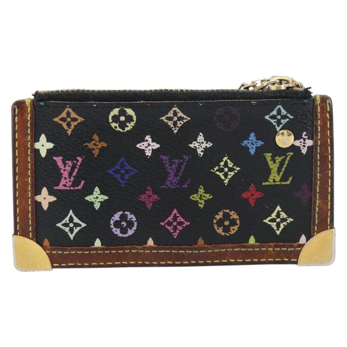 LOUIS VUITTON Multicolor Pochette Cles Coin Purse Black M13664 LV Auth 158853