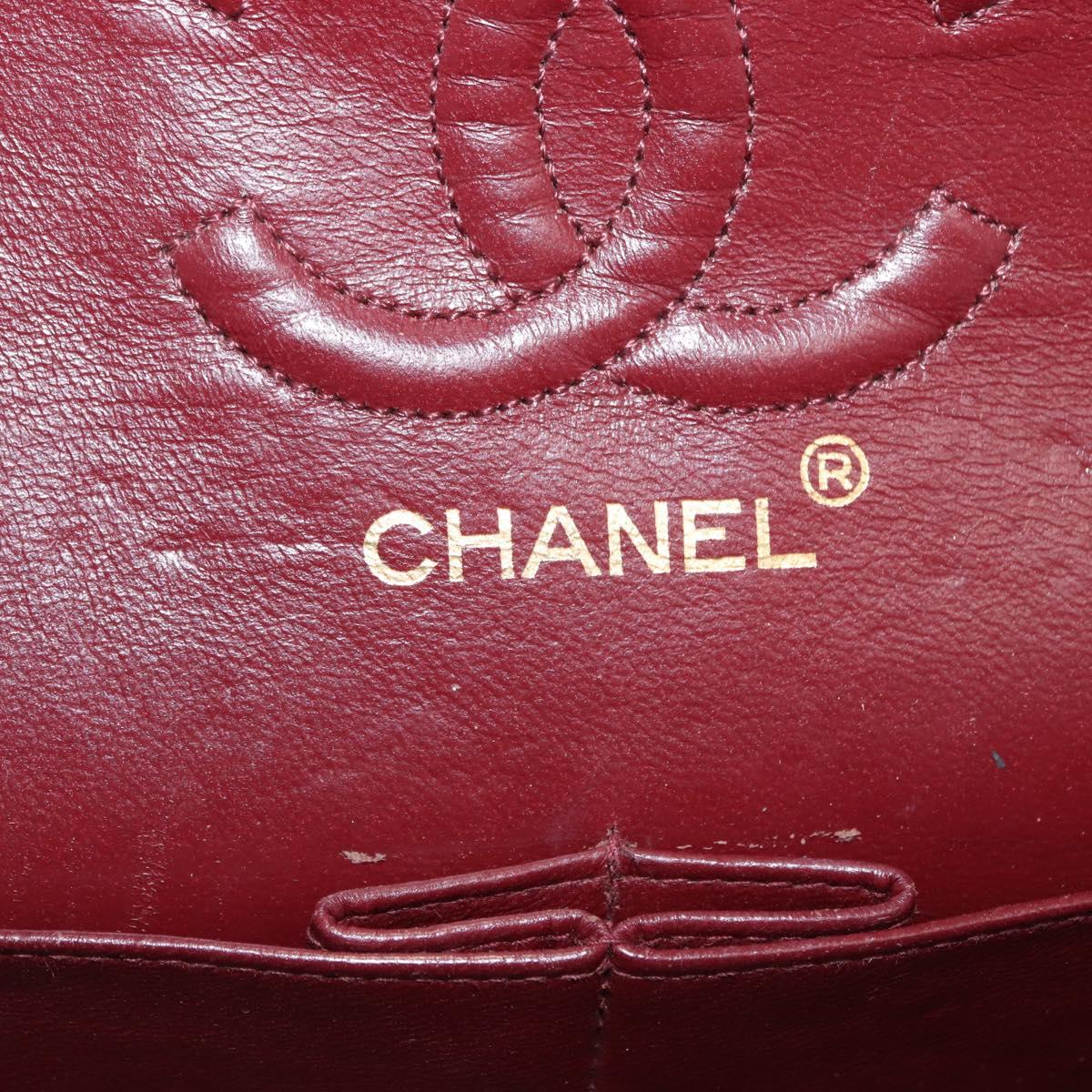 CHANEL Chain Double Flap Matelasse 23 Bag Lamb Skin Black Gold CC Auth 158862SM