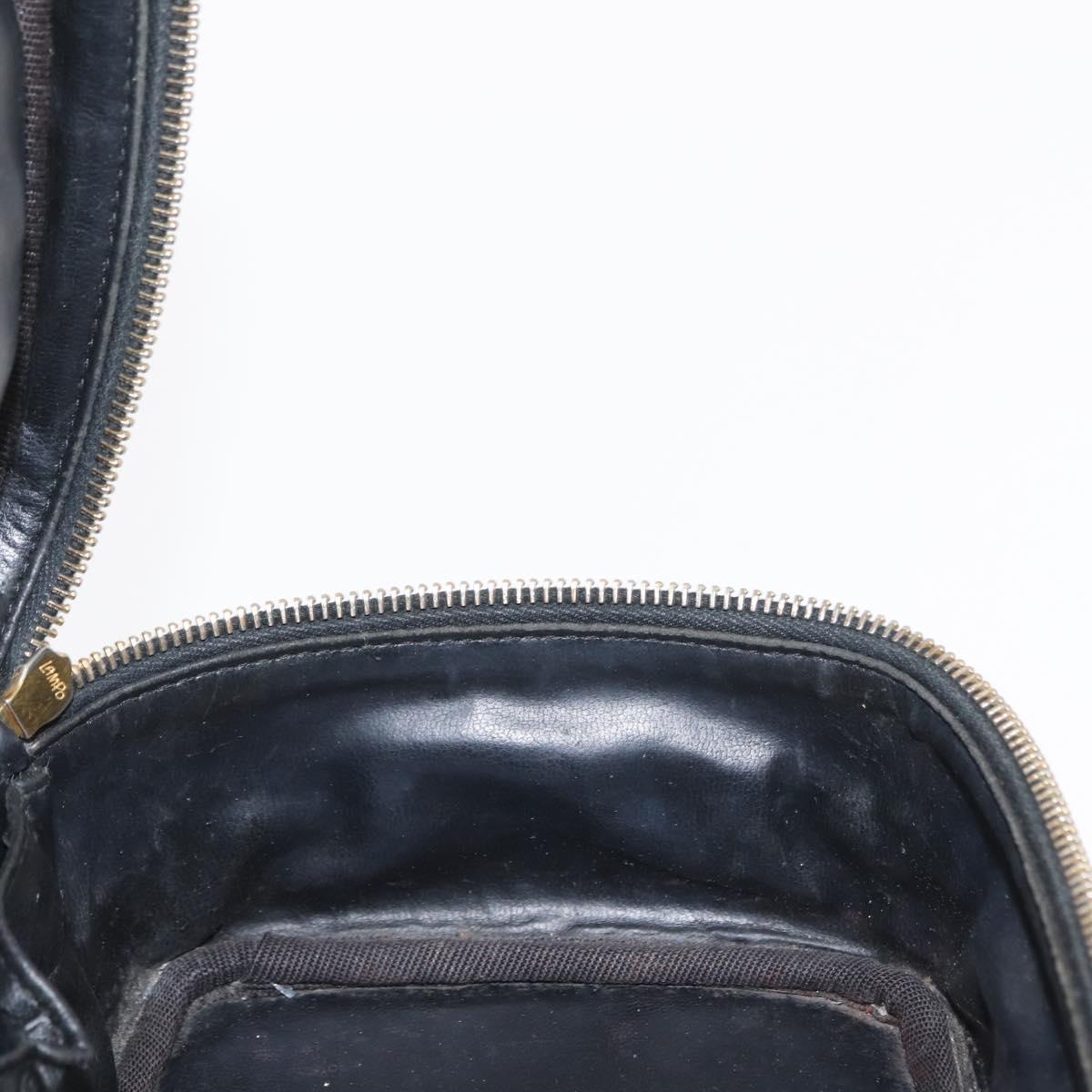 CHANEL Bicolore Vanity Hand Bag Lamb Skin Black Gold CC Auth 158864