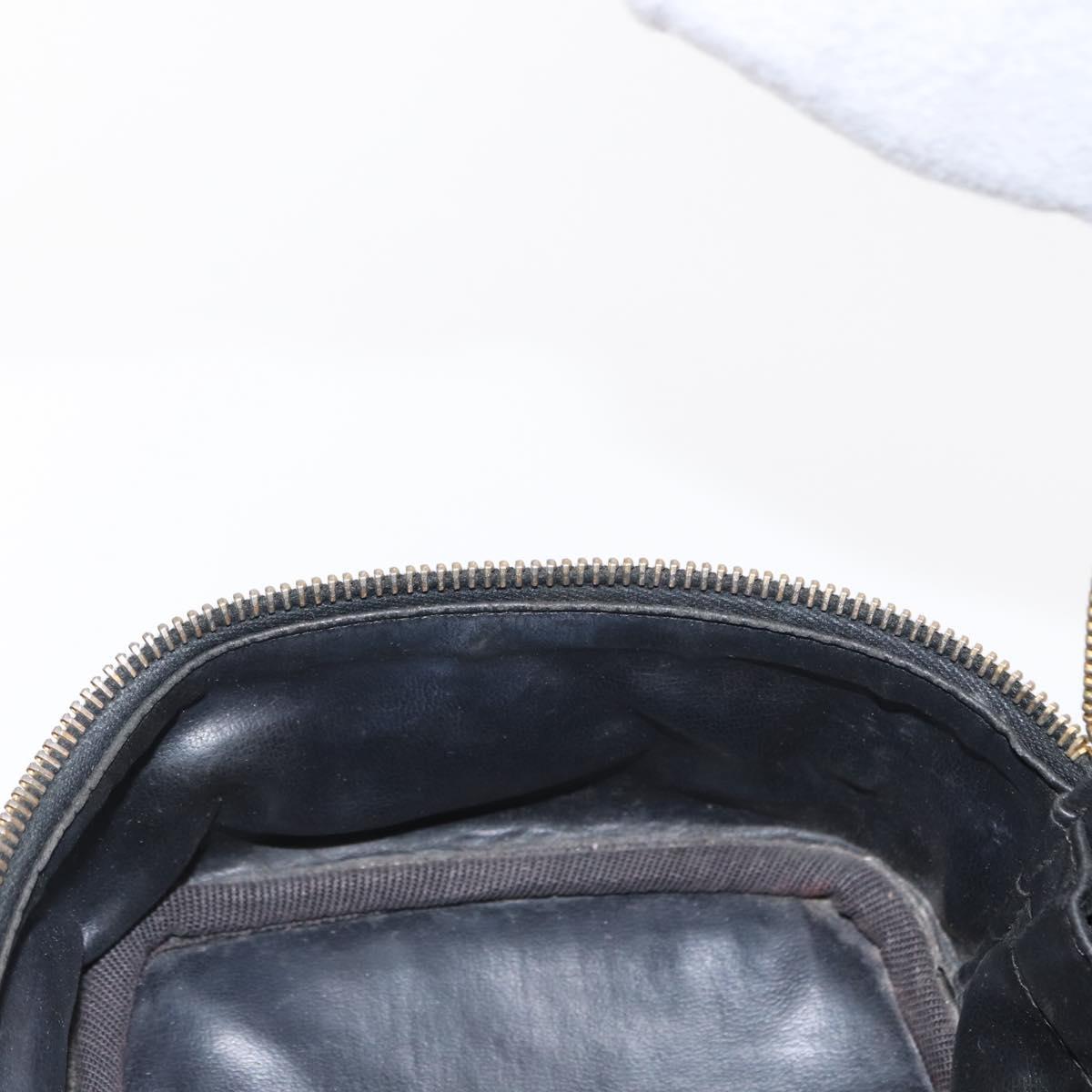 CHANEL Bicolore Vanity Hand Bag Lamb Skin Black Gold CC Auth 158864