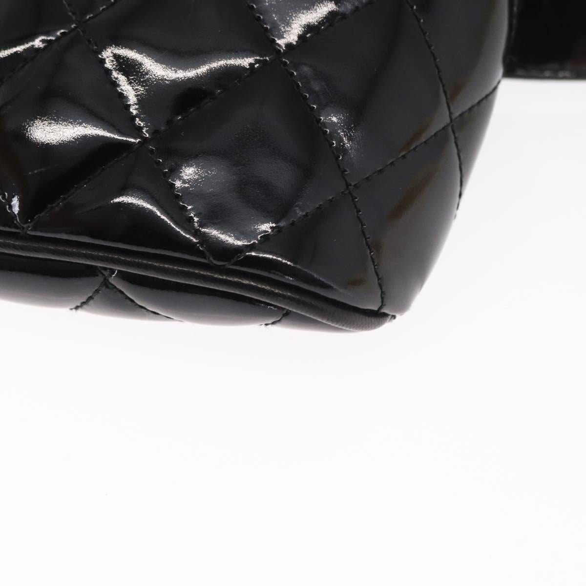 CHANEL Matelasse Waist bag Patent leather Black Gold CC Auth 158866SAV