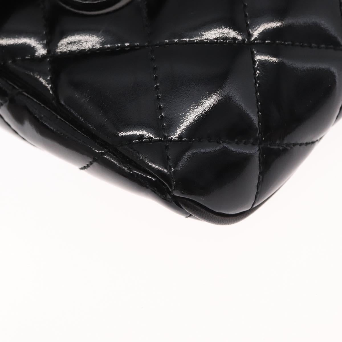CHANEL Matelasse Waist bag Patent leather Black Gold CC Auth 158866SAV