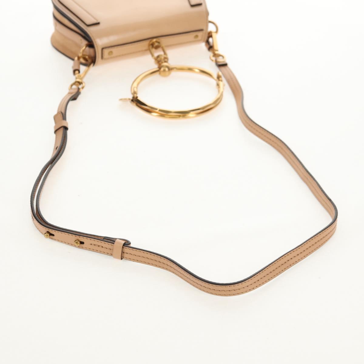 Chloe Nile Hand Bag Enamel 2way Beige Gold Auth 158874V