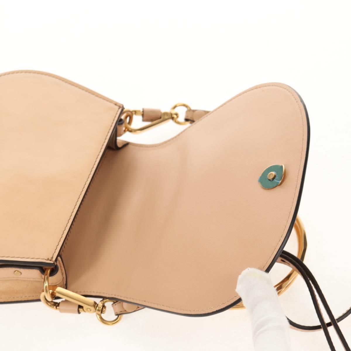 Chloe Nile Hand Bag Enamel 2way Beige Gold Auth 158874V
