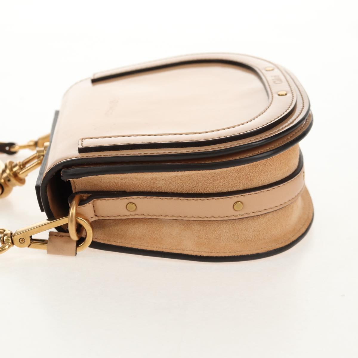Chloe Nile Hand Bag Enamel 2way Beige Gold Auth 158874V