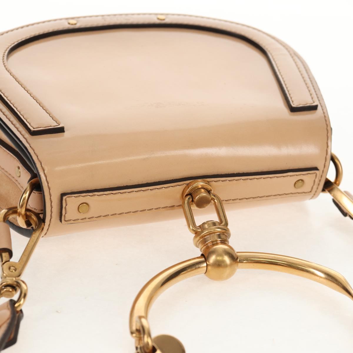 Chloe Nile Hand Bag Enamel 2way Beige Gold Auth 158874V