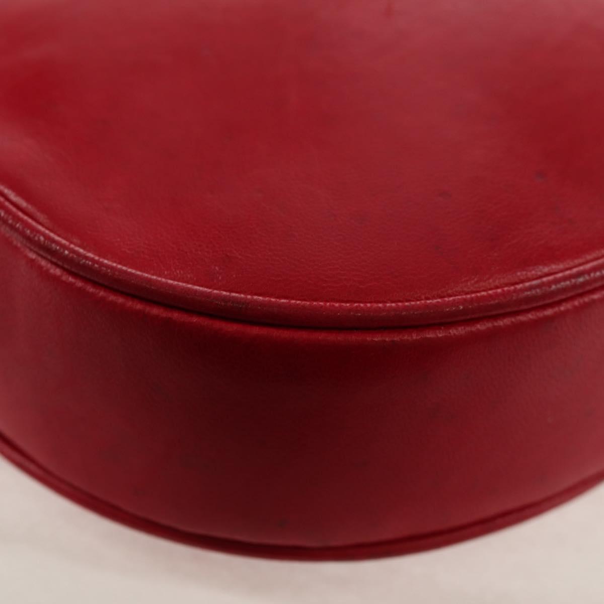 CHANEL Chain Shoulder Bag Lamb Skin Red Gold CC Auth 158878V