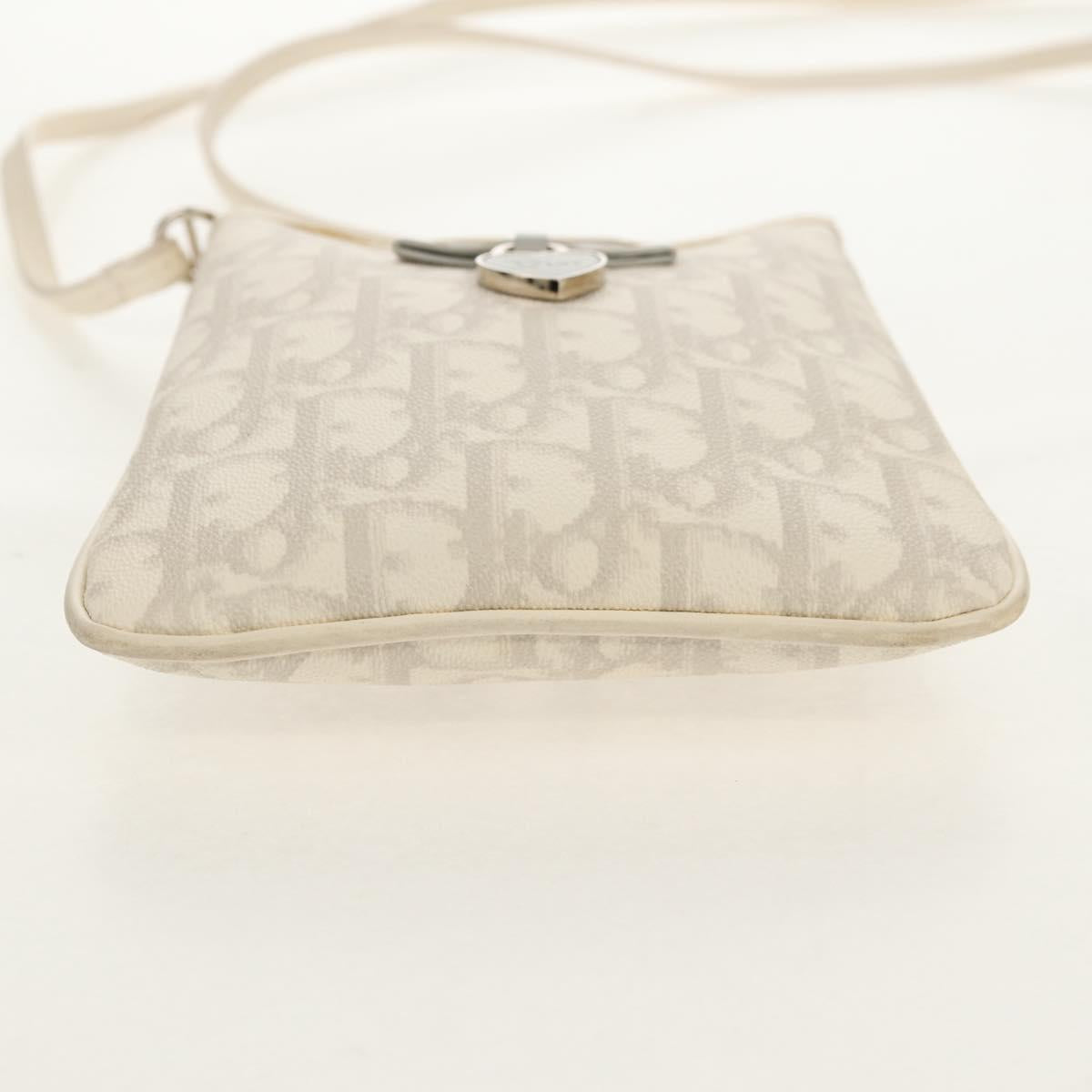 Christian Dior Trotter Romantic Shoulder Bag PVC White Silver Auth 158881V