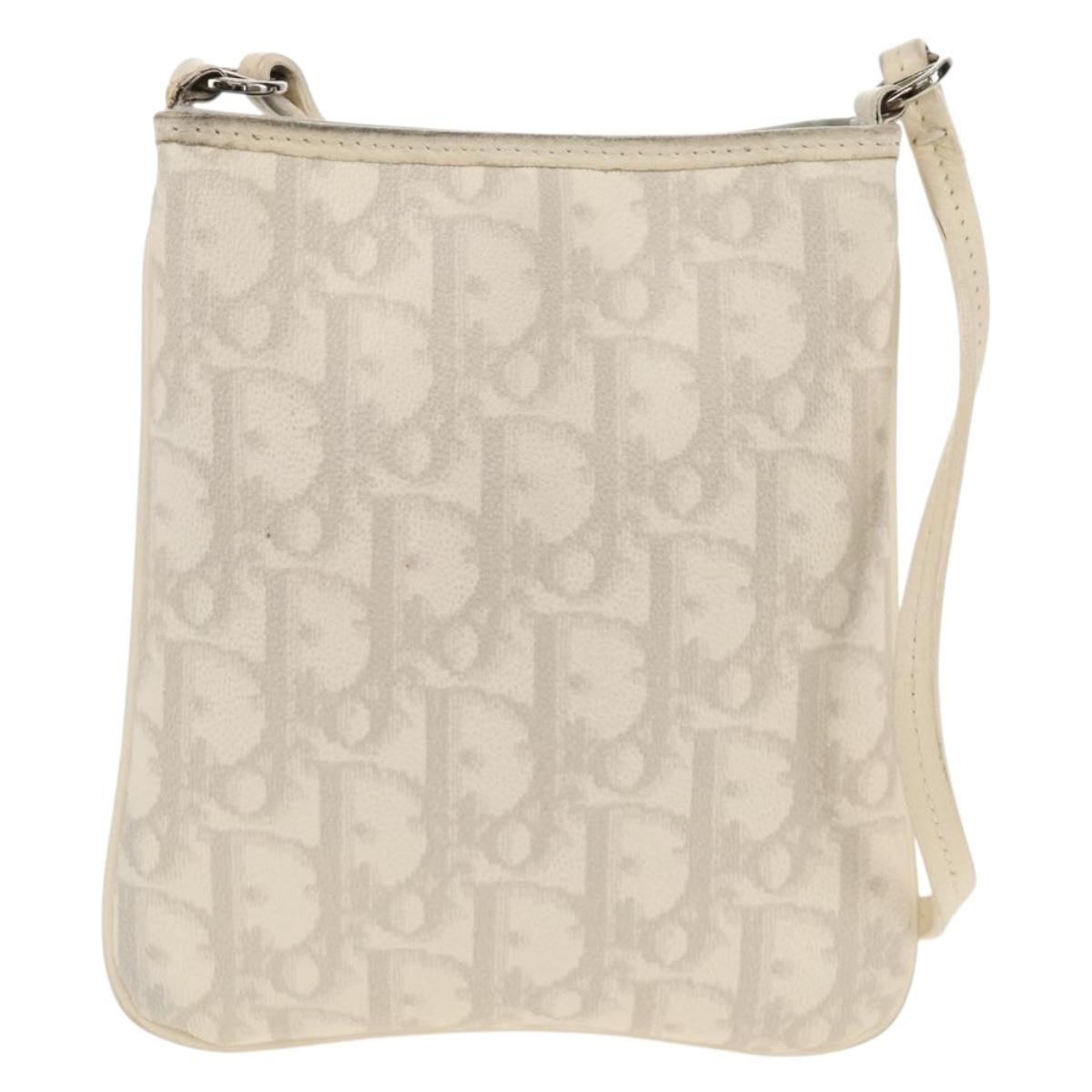 Christian Dior Trotter Romantic Shoulder Bag PVC White Silver Auth 158881V