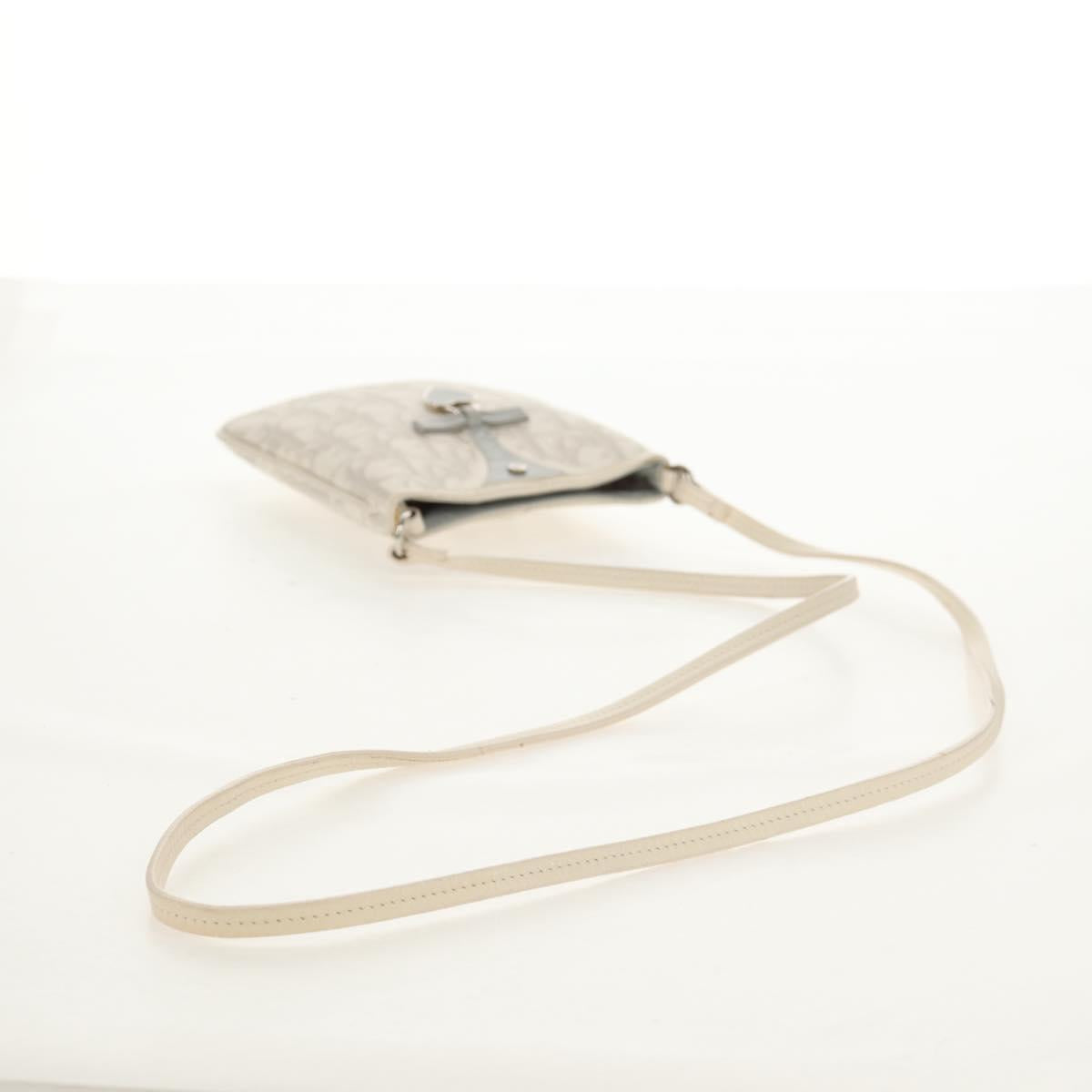 Christian Dior Trotter Romantic Shoulder Bag PVC White Silver Auth 158881V