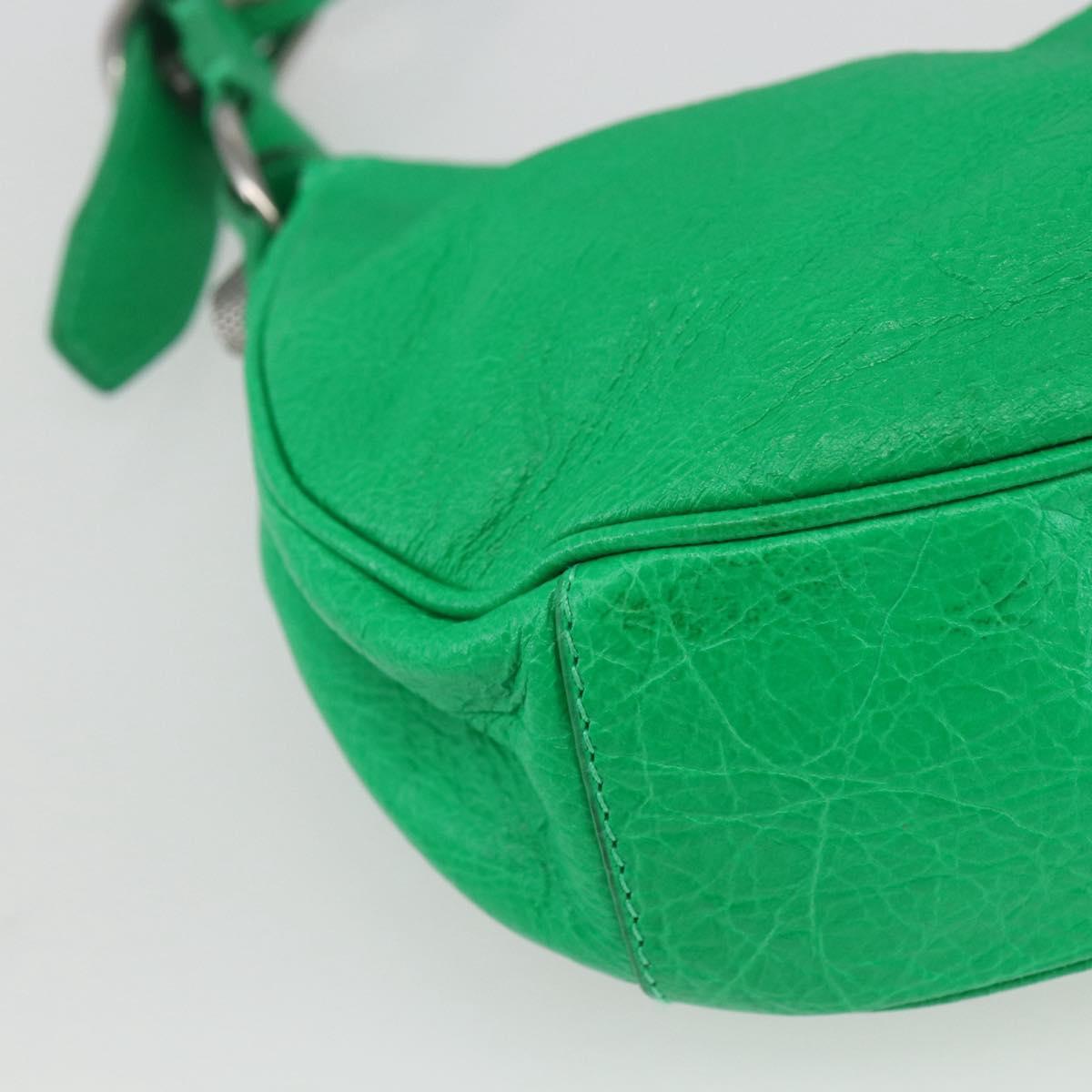 BALENCIAGA Luca Goal XS Shoulder Bag Leather Green Silver 671309 Auth 158884SAM