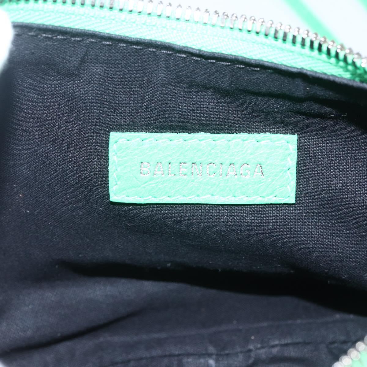 BALENCIAGA Luca Goal XS Shoulder Bag Leather Green Silver 671309 Auth 158884SAM