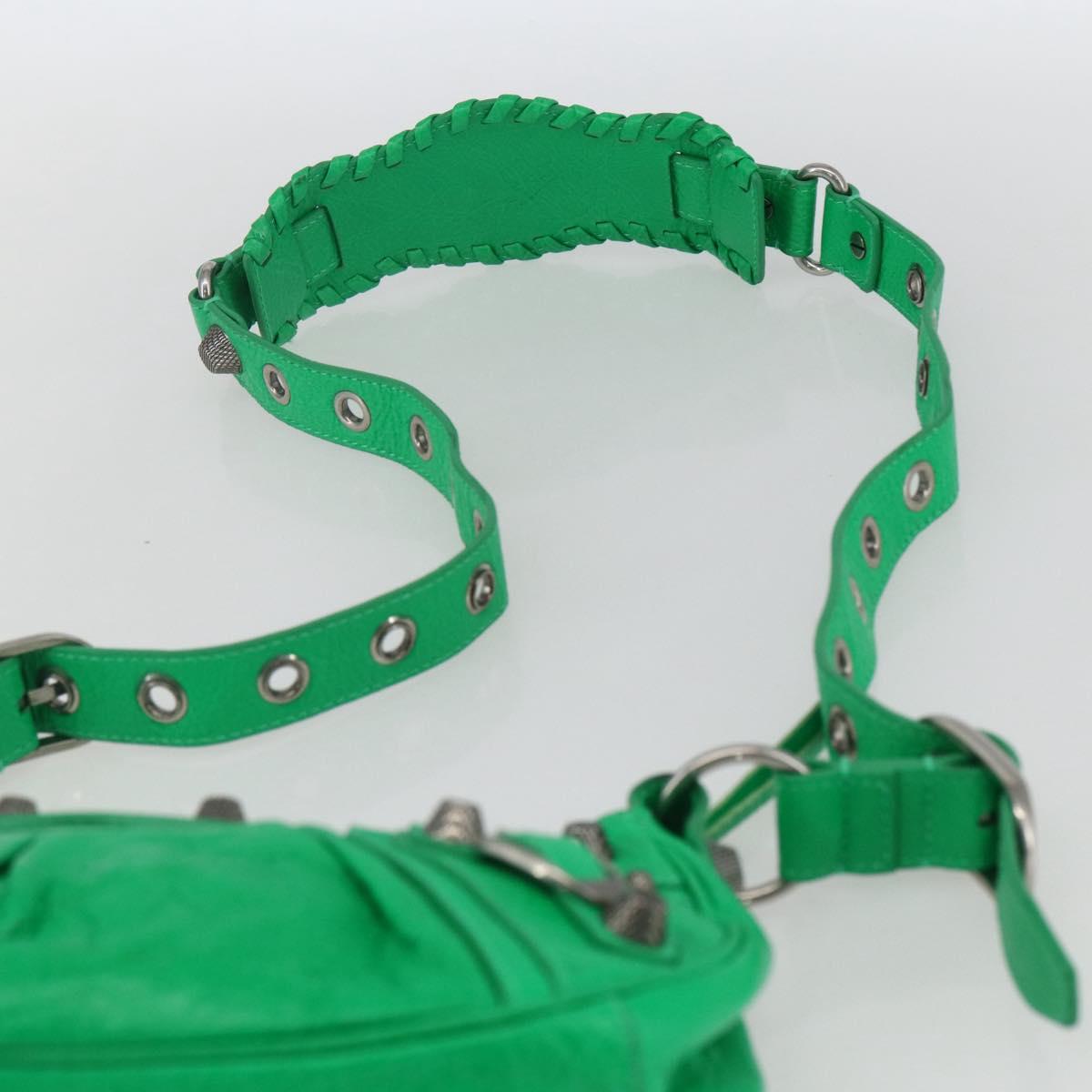 BALENCIAGA Luca Goal XS Shoulder Bag Leather Green Silver 671309 Auth 158884SAM