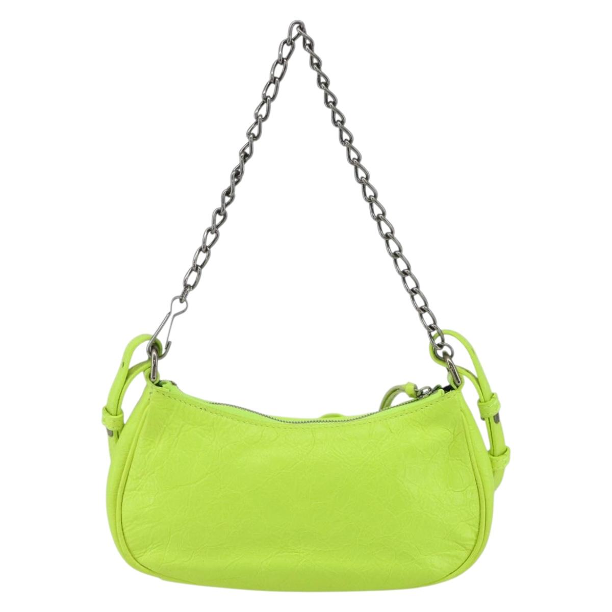 BALENCIAGA Luca Goal Mini Bag Leather Green Silver 695814 Auth 158885SAM
