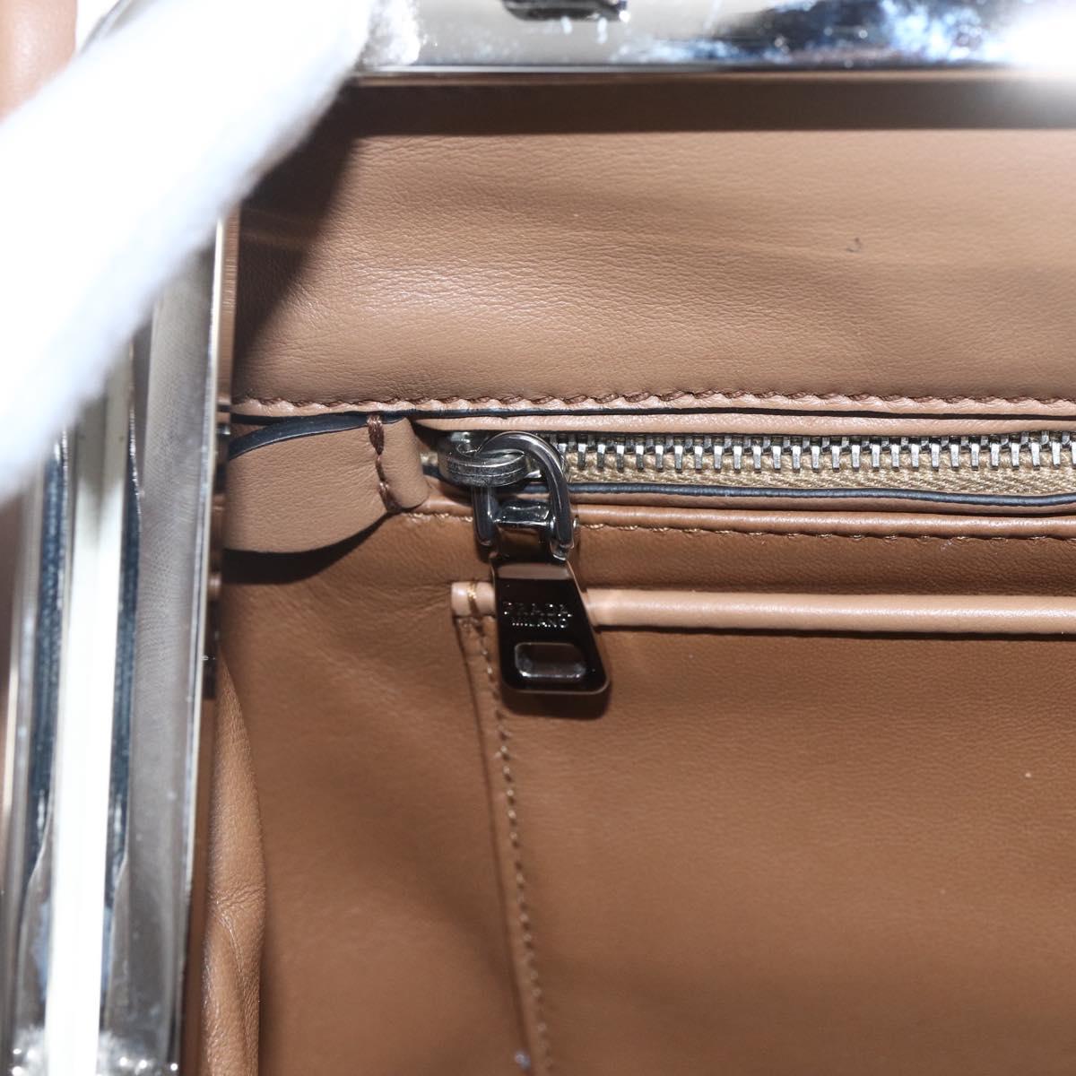 PRADA Baiadera Shoulder Bag Leather Brown Silver Auth 158889SAV