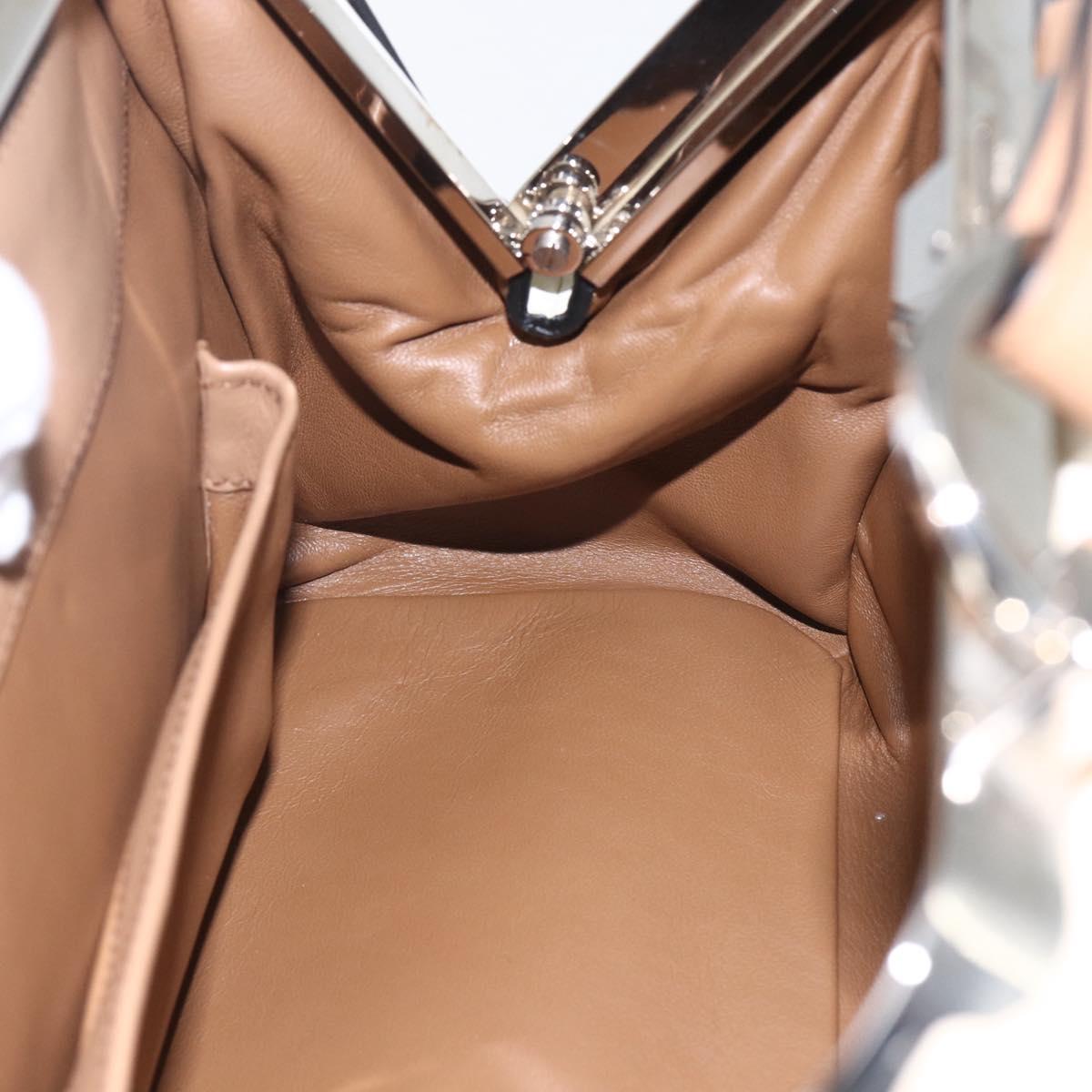 PRADA Baiadera Shoulder Bag Leather Brown Silver Auth 158889SAV
