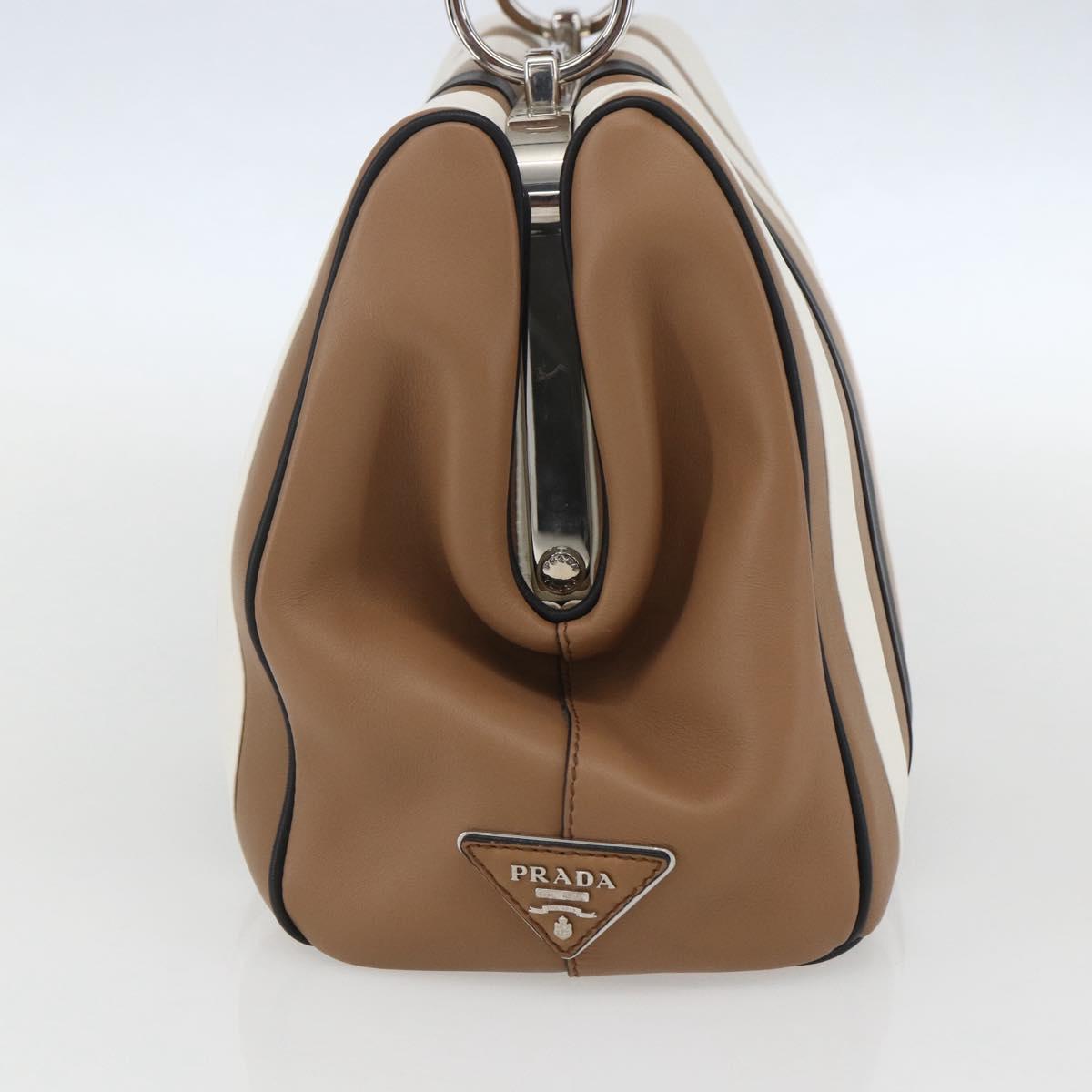 PRADA Baiadera Shoulder Bag Leather Brown Silver Auth 158889SAV