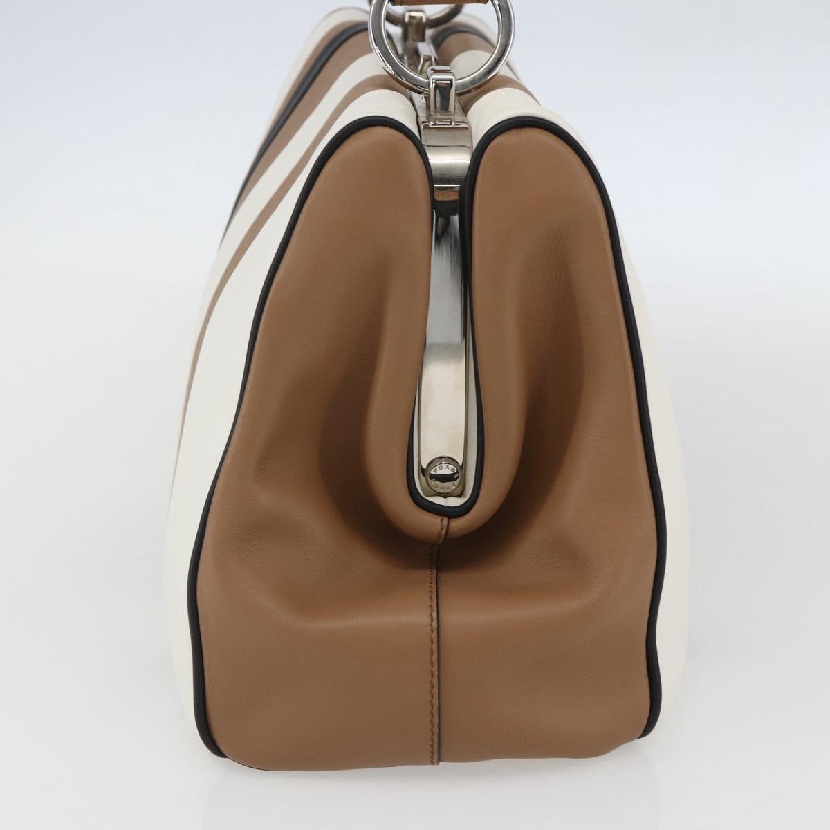 PRADA Baiadera Shoulder Bag Leather Brown Silver Auth 158889SAV