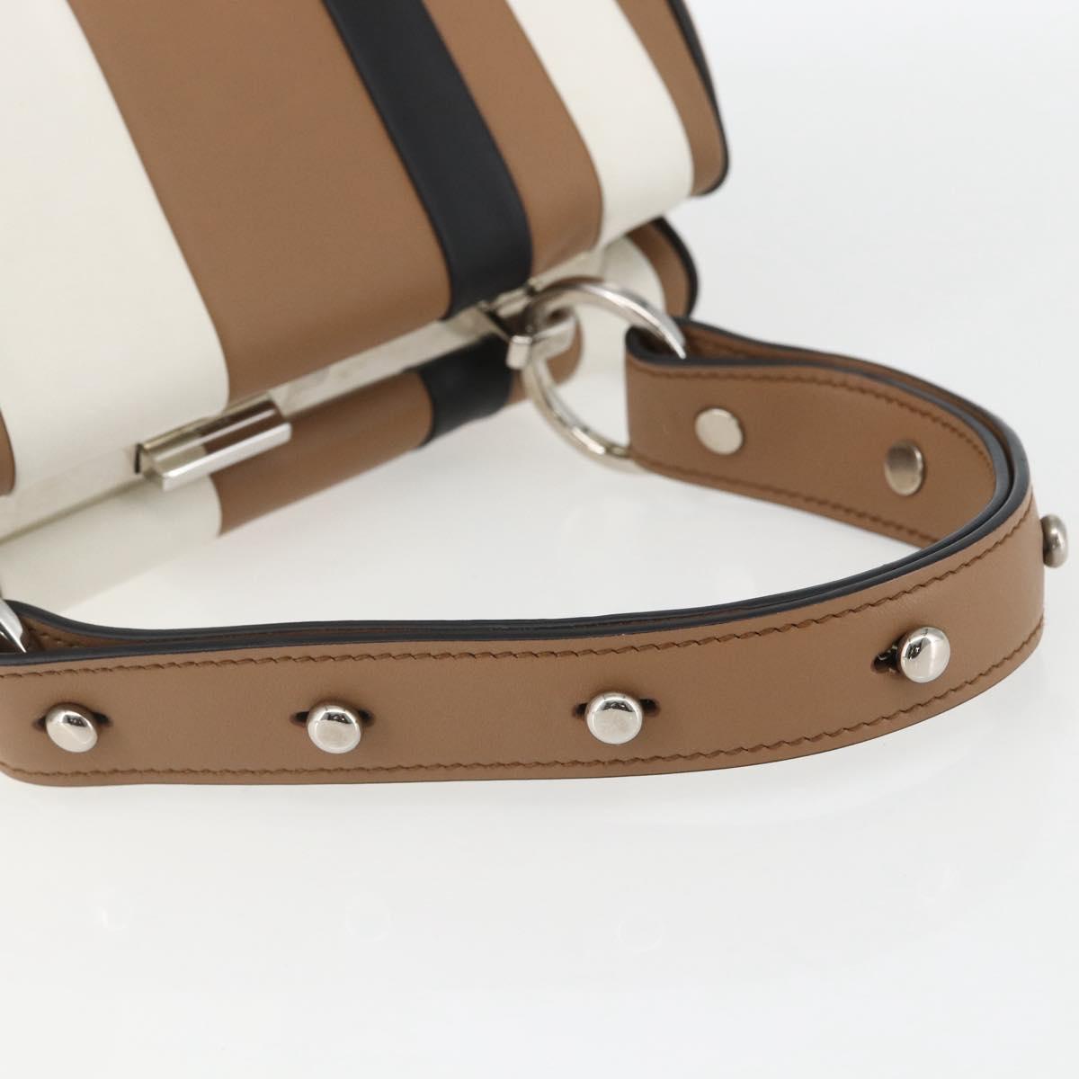 PRADA Baiadera Shoulder Bag Leather Brown Silver Auth 158889SAV