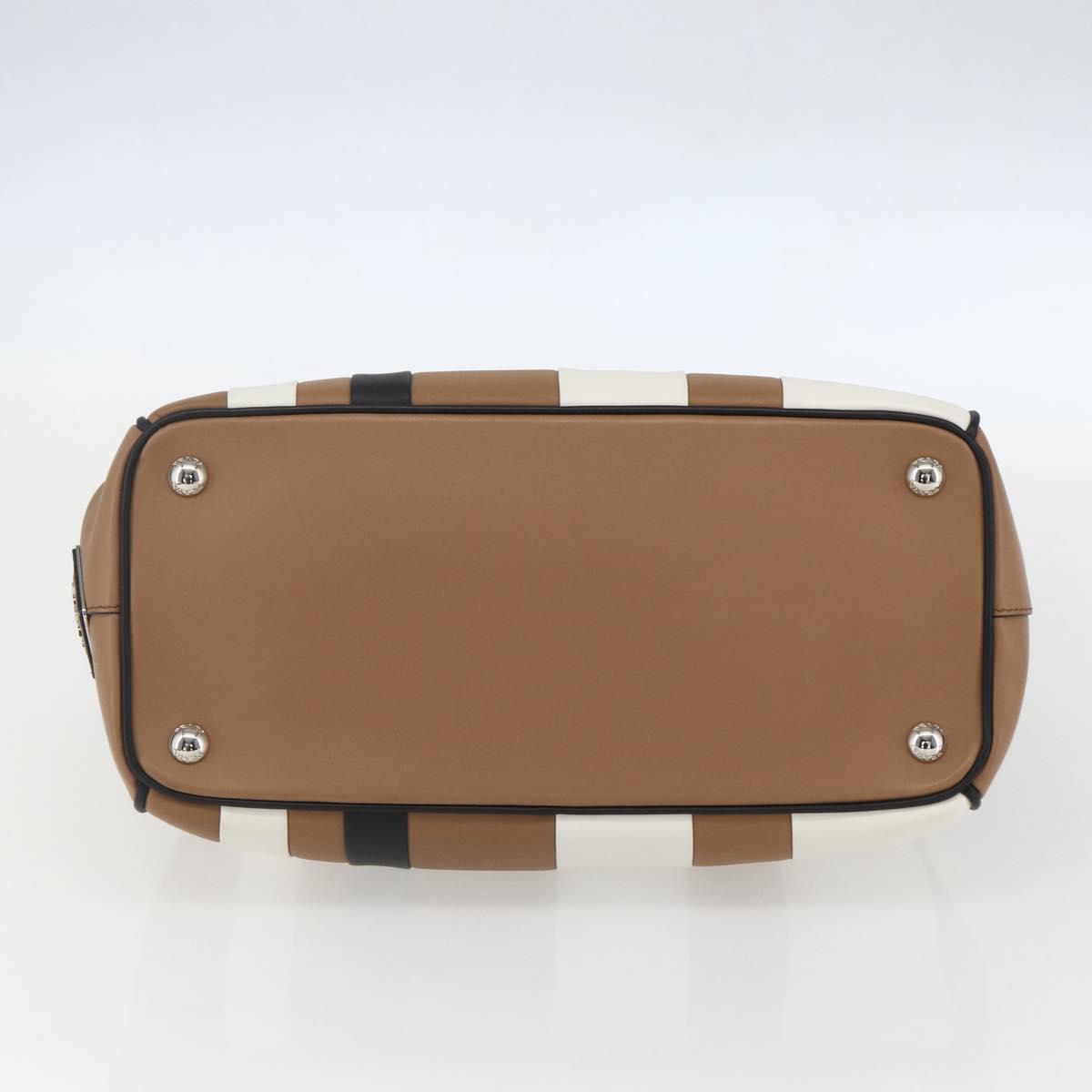 PRADA Baiadera Shoulder Bag Leather Brown Silver Auth 158889SAV
