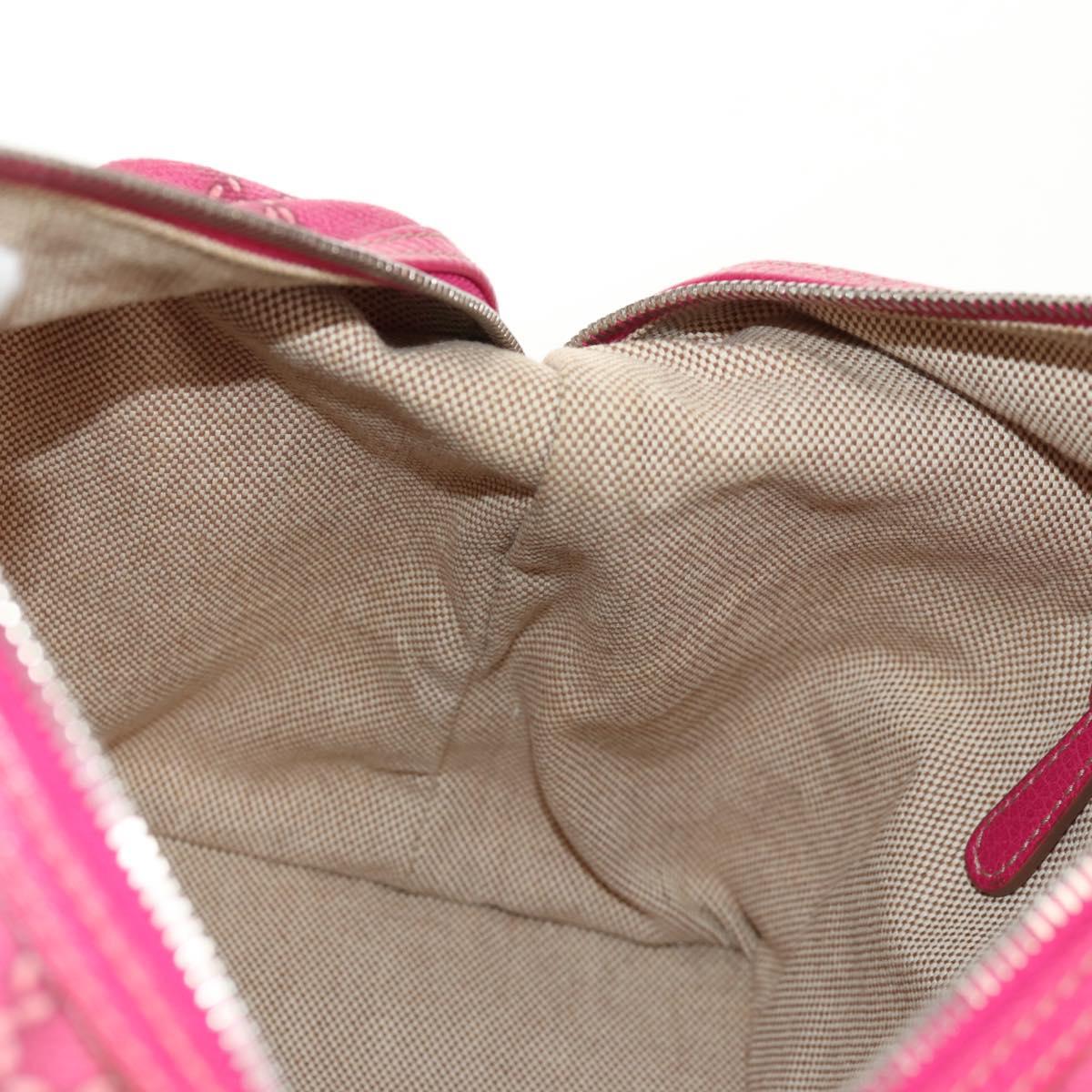 Christian Dior Canage Hand Bag Coated Canvas Pink Silver Auth 158891V