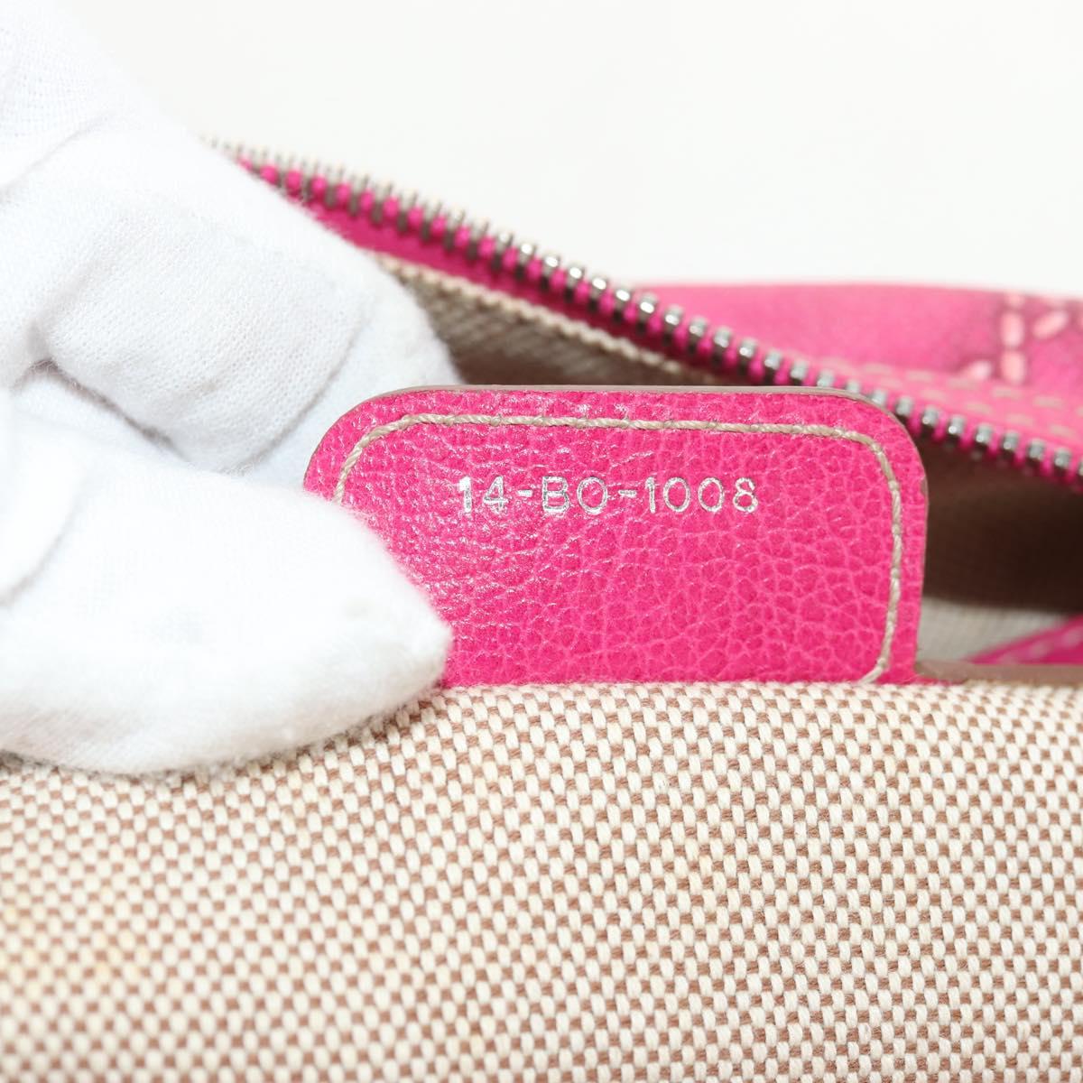 Christian Dior Canage Hand Bag Coated Canvas Pink Silver Auth 158891V