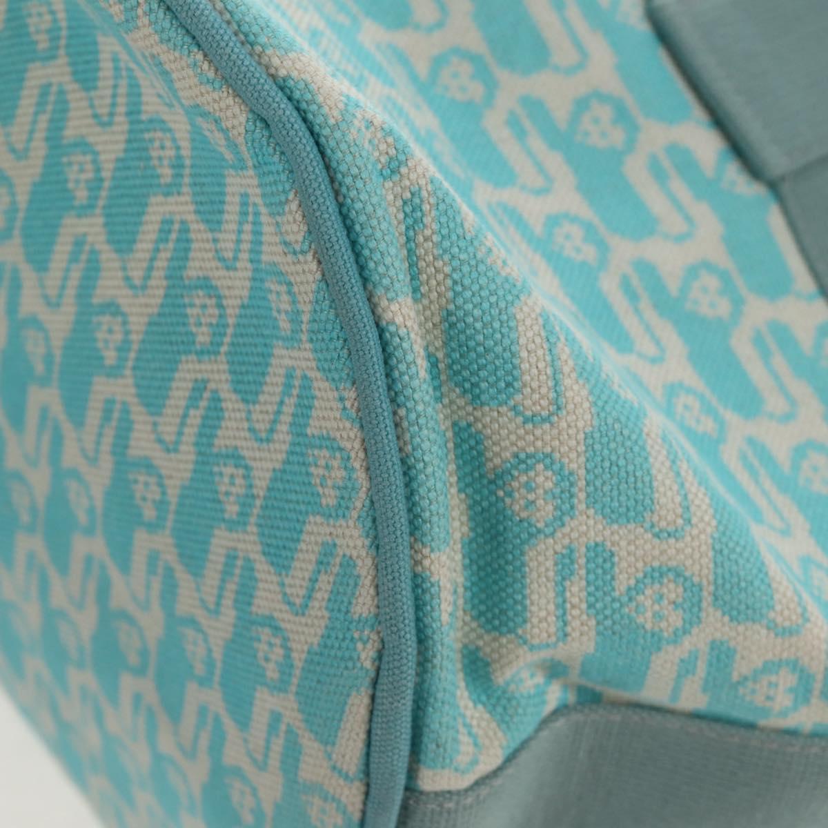 HERMES Animo Pixel GM Hand Bag Canvas Light Blue Silver Auth 158904V