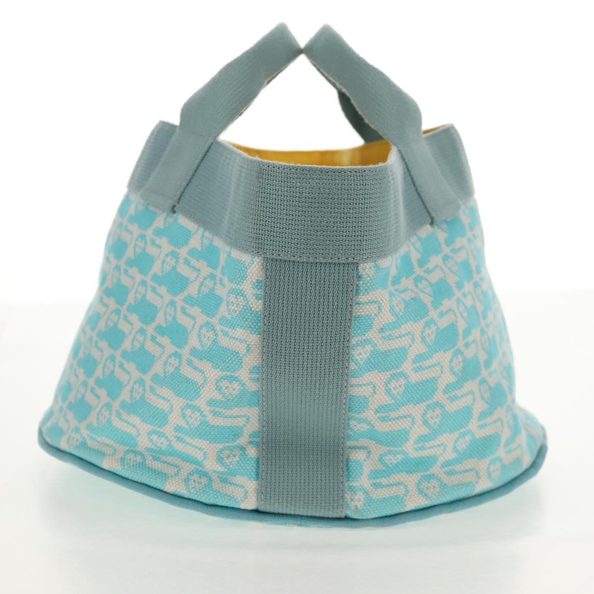 HERMES Animo Pixel GM Hand Bag Canvas Light Blue Silver Auth 158904V