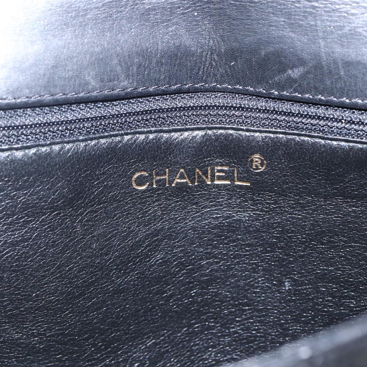 CHANEL Matelasse 25 Chain Shoulder Bag Lamb Skin Black Gold CC Auth 158905SAM