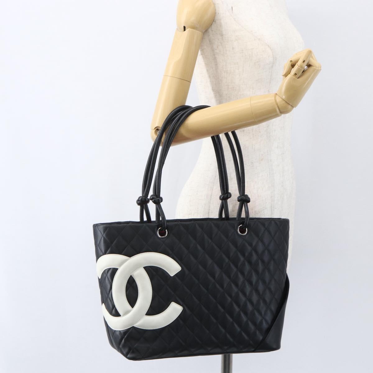 CHANEL Cambon Line Large Matelasse Bag Leather Brown Silver CC Auth 158906SM