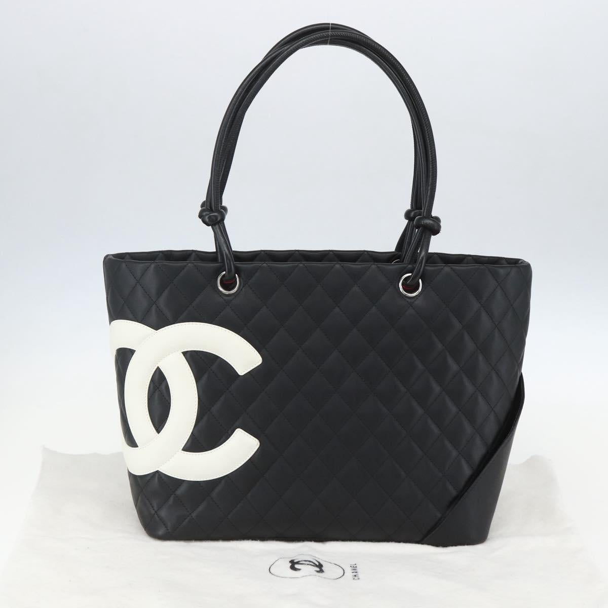 CHANEL Cambon Line Large Matelasse Bag Leather Brown Silver CC Auth 158906SM