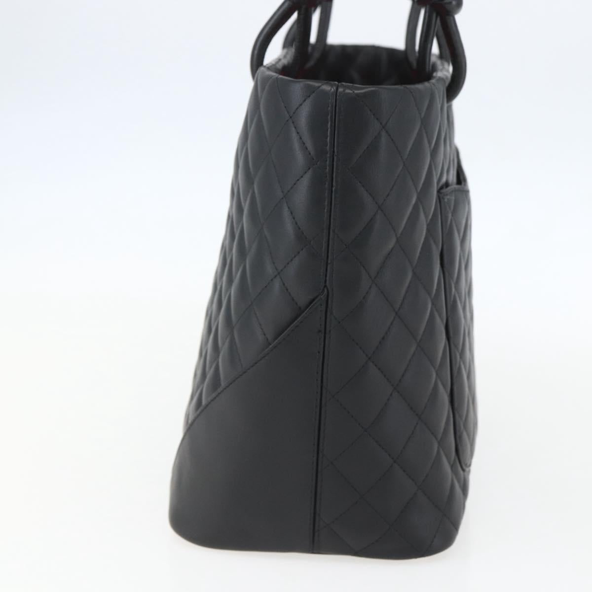 CHANEL Cambon Line Large Matelasse Bag Leather Brown Silver CC Auth 158906SM