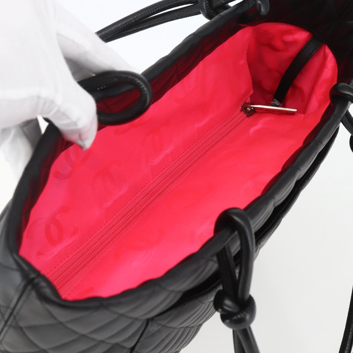 CHANEL Cambon Line Large Matelasse Bag Leather Brown Silver CC Auth 158906SM