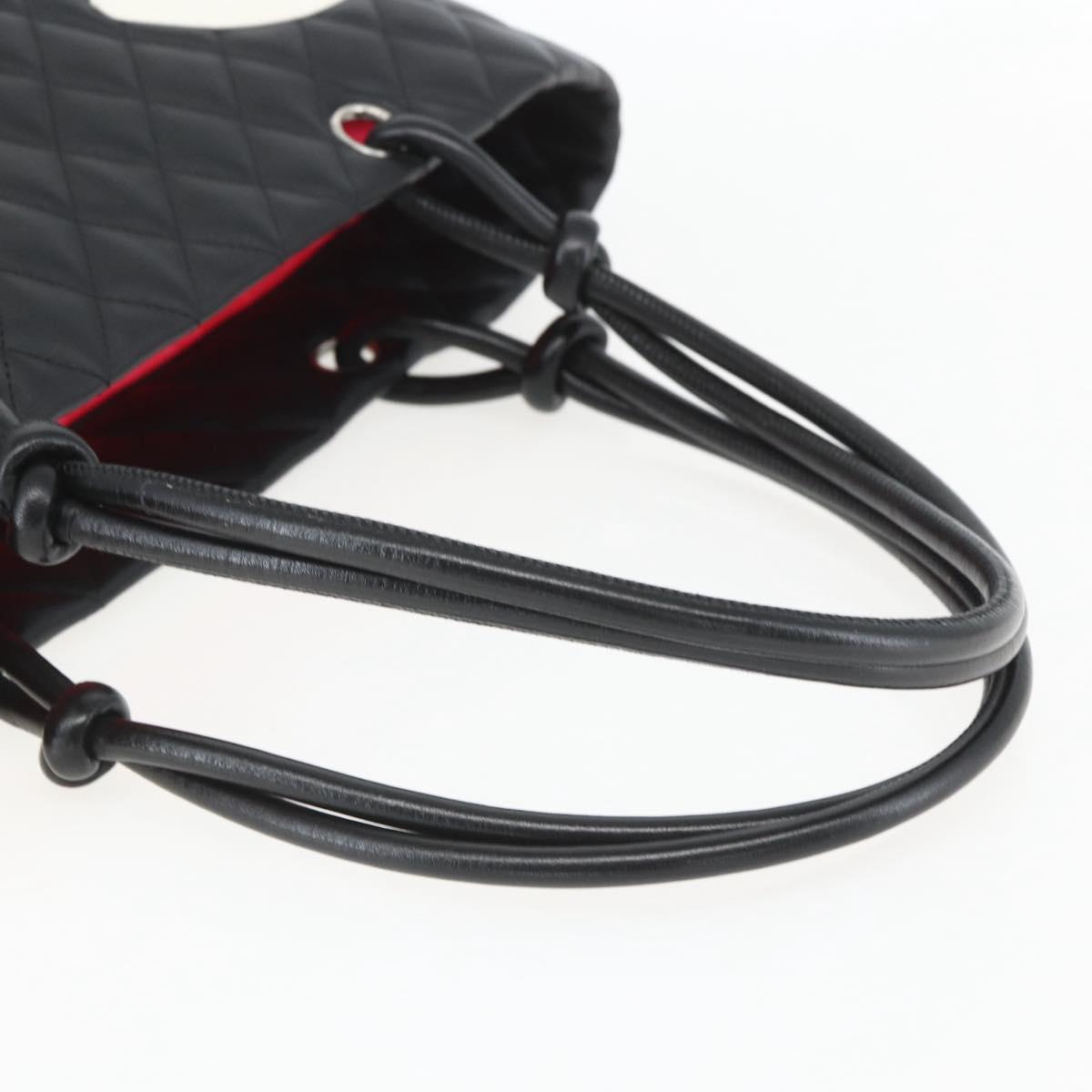 CHANEL Cambon Line Large Matelasse Bag Leather Brown Silver CC Auth 158906SM