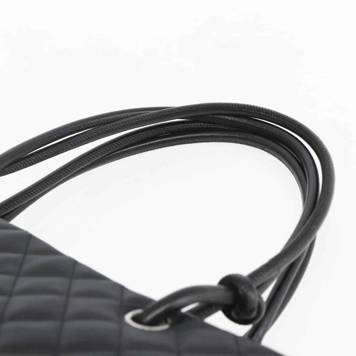 CHANEL Cambon Line Large Matelasse Bag Leather Brown Silver CC Auth 158906SM