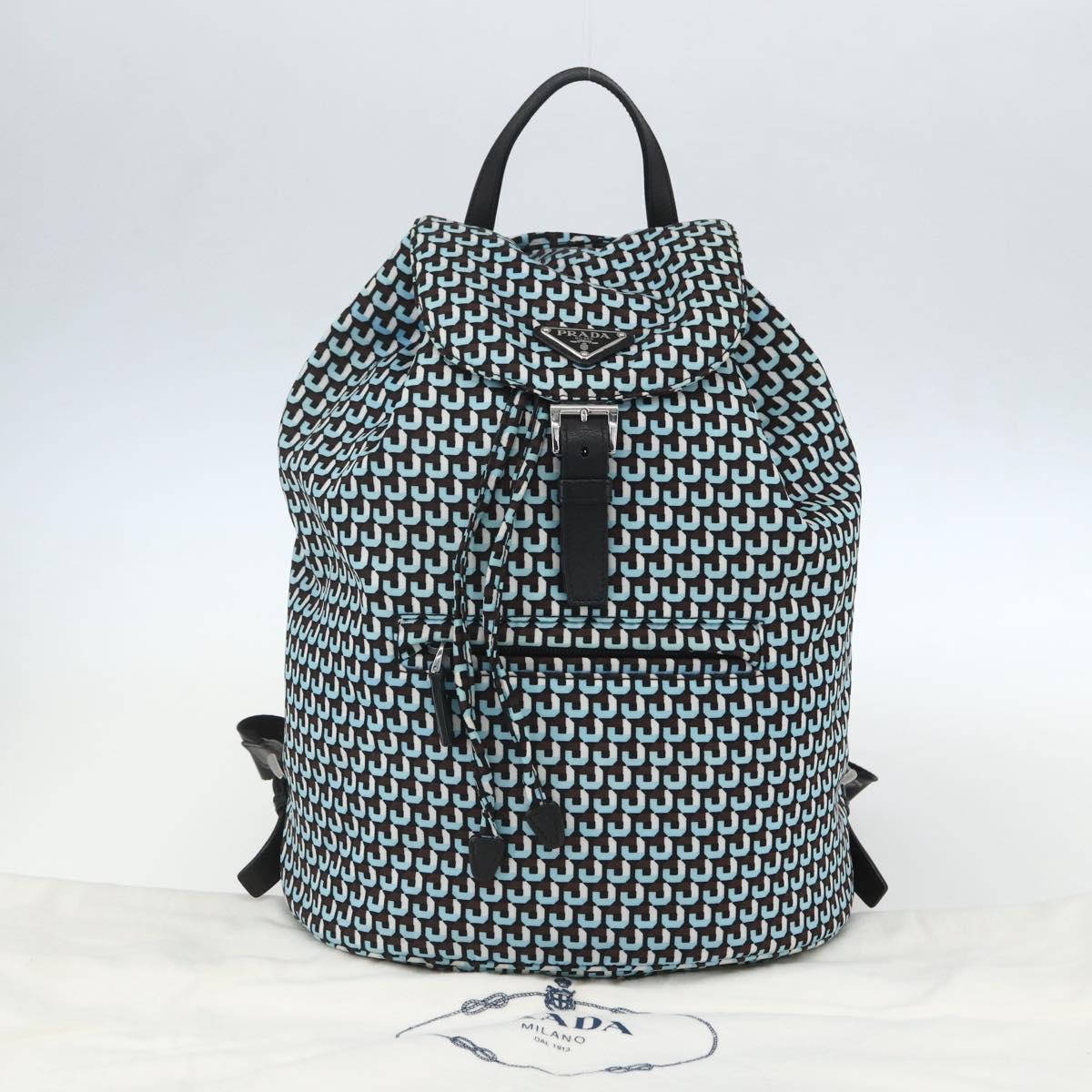 PRADA Backpack Nylon Light Blue Silver Auth 158915SAM
