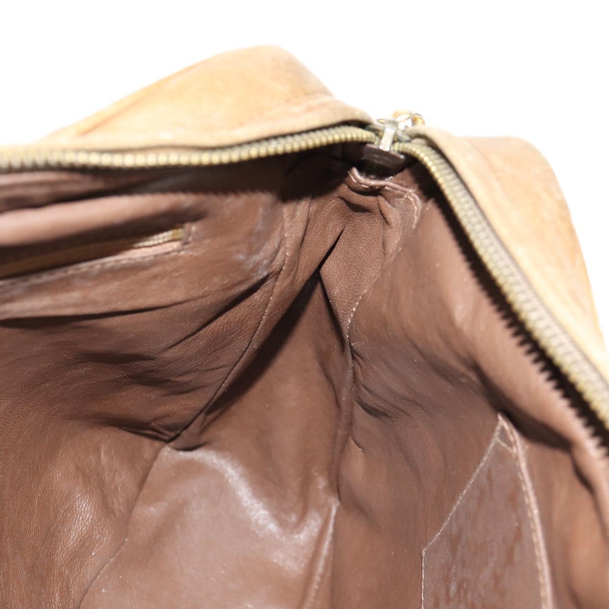 CHANEL Matelasse Chain Shoulder Bag Lamb Skin Brown Gold CC Auth 158929A