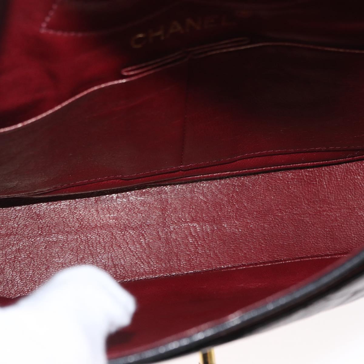 CHANEL Matelasse 23 Chain Shoulder Bag Lamb Skin Black Gold CC Auth 158930V