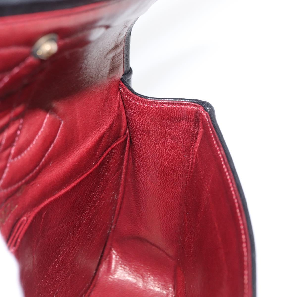 CHANEL Matelasse 23 Chain Shoulder Bag Lamb Skin Black Gold CC Auth 158930V