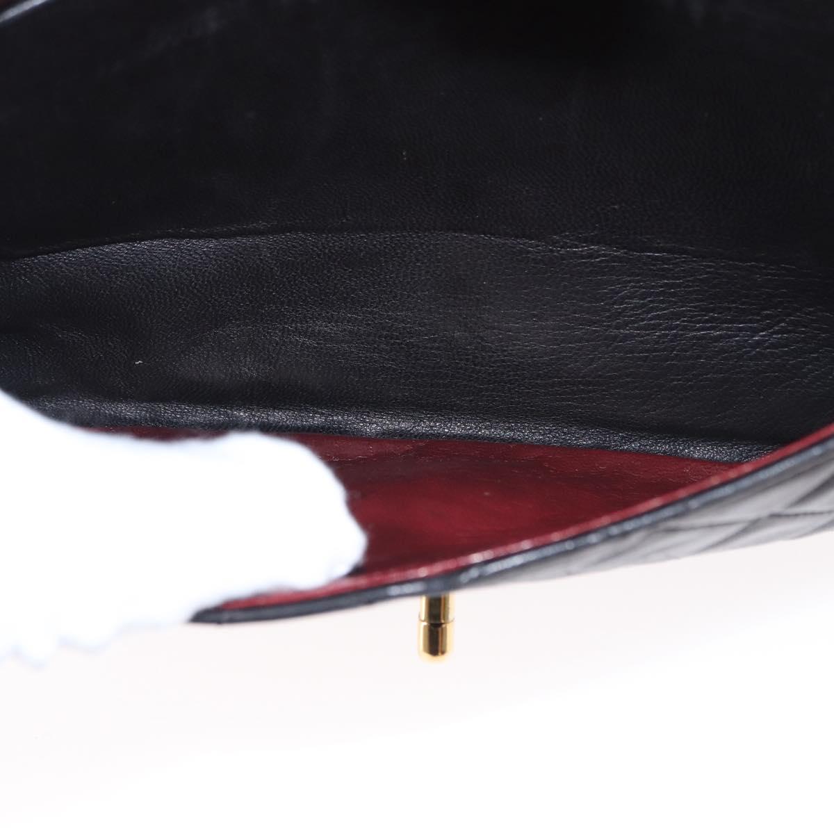 CHANEL Matelasse 23 Chain Shoulder Bag Lamb Skin Black Gold CC Auth 158930V