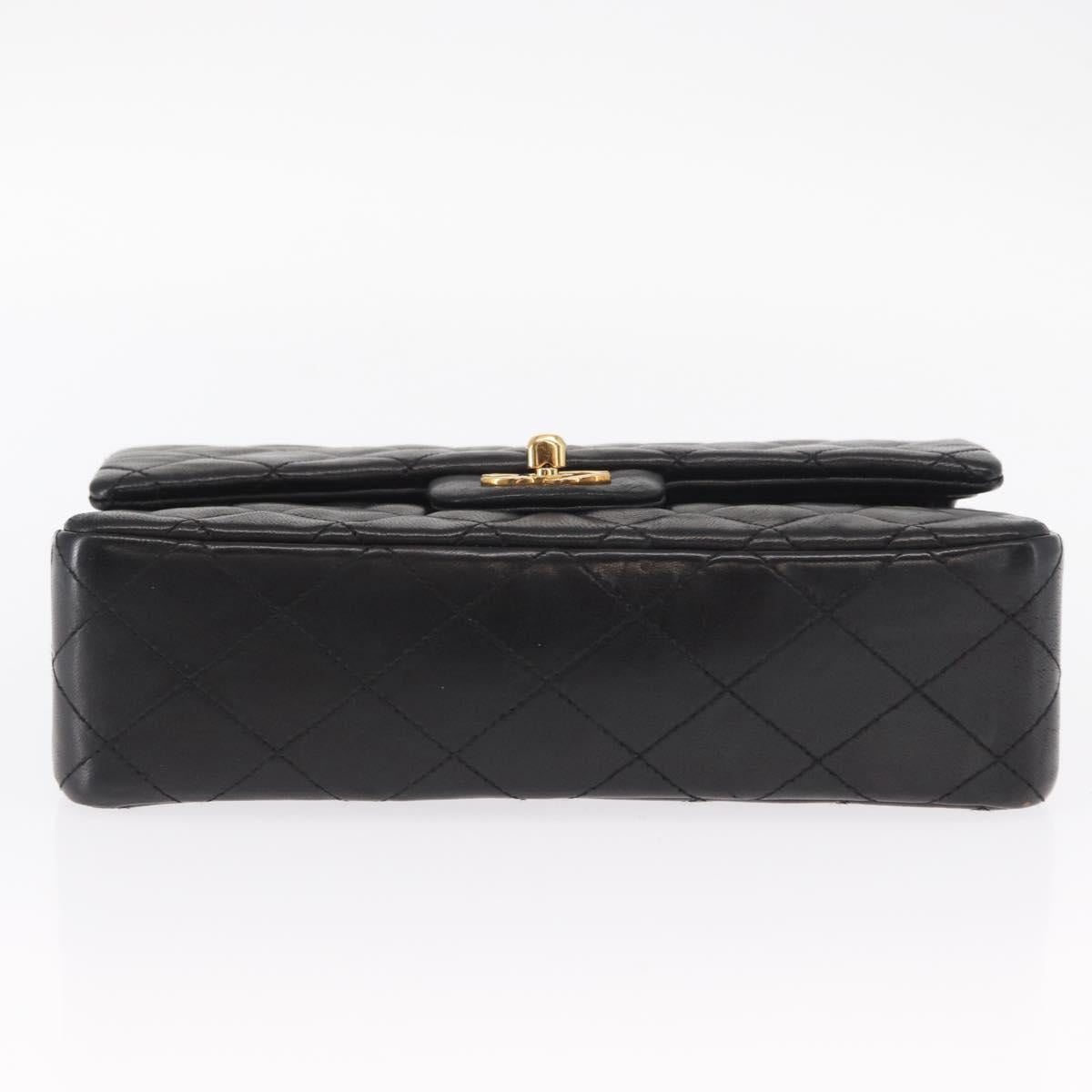 CHANEL Matelasse 23 Chain Shoulder Bag Lamb Skin Black Gold CC Auth 158930V