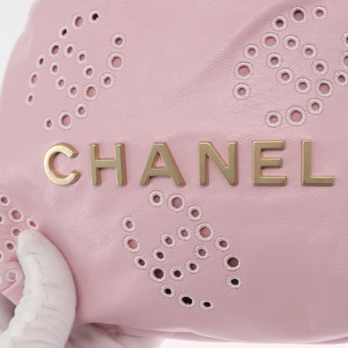 CHANEL Chain Chanel 22 Mini Shoulder Bag Calf Skin 2way Pink CC Auth 158931SM
