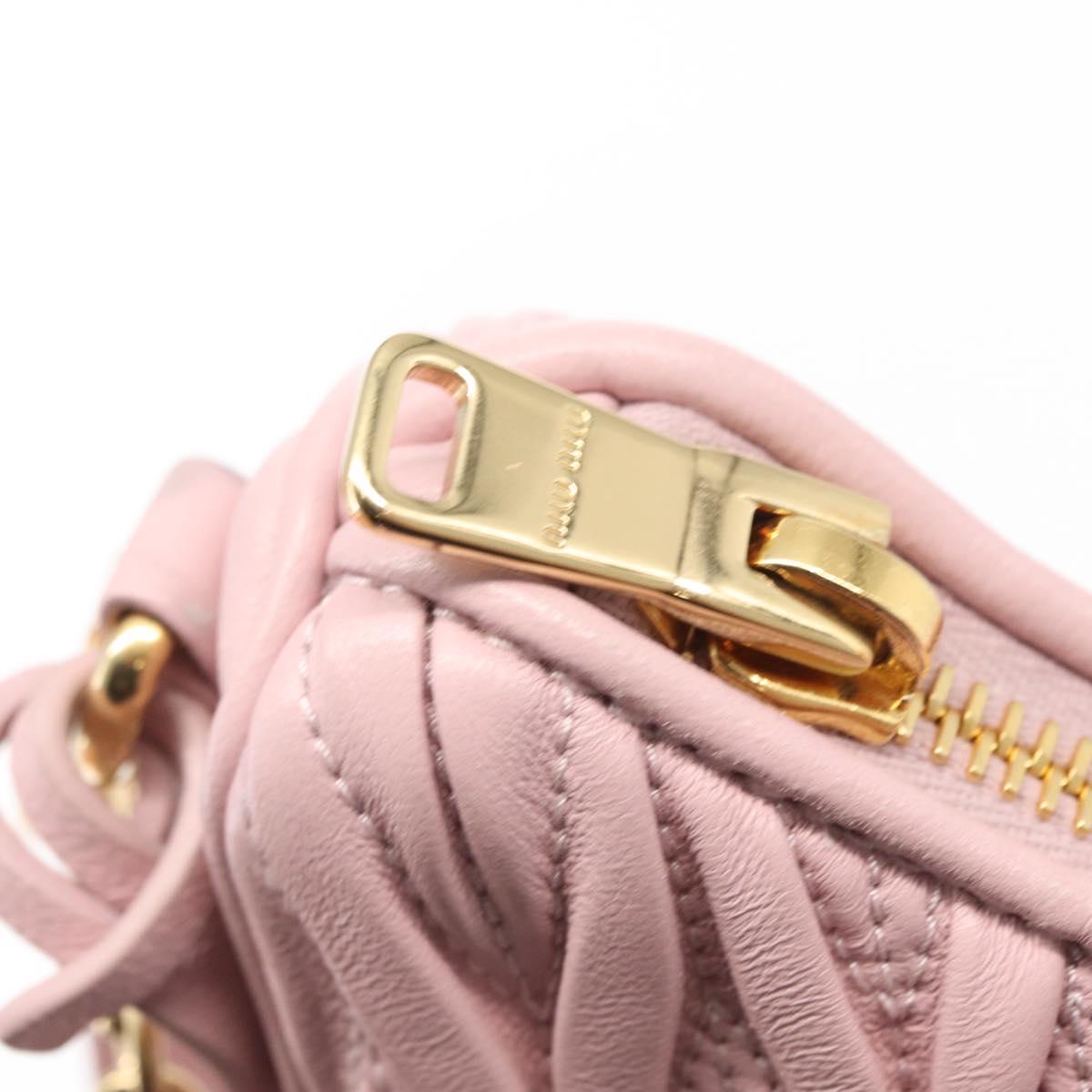 Miu Miu Matelasse Chain Shoulder Bag Leather 2way Pink Gold Auth 158932SM