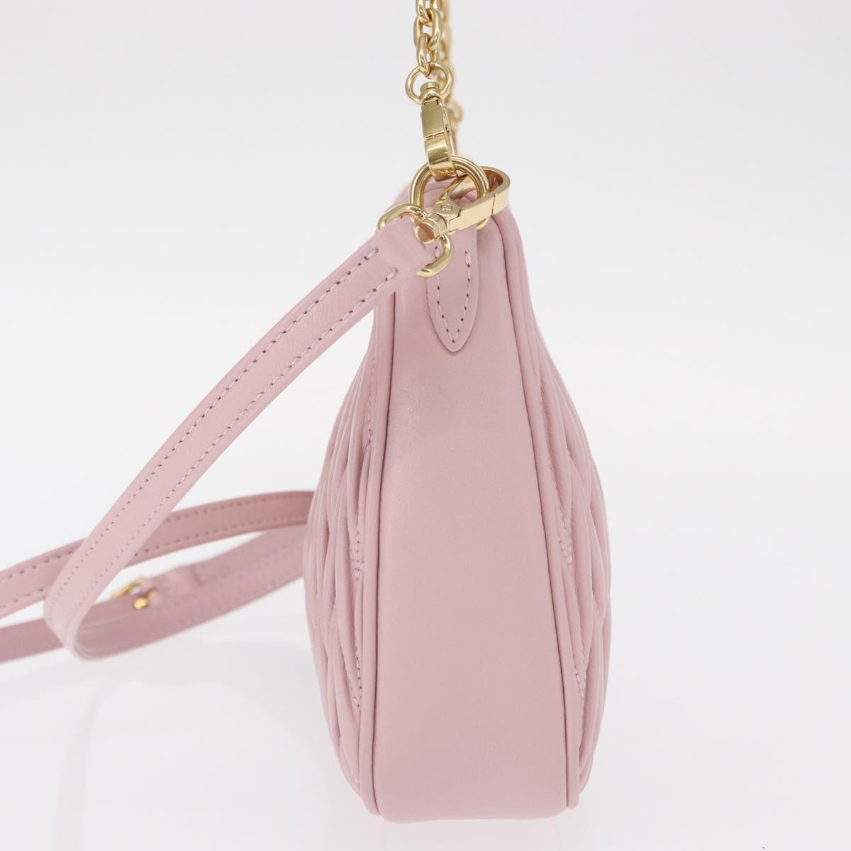 Miu Miu Matelasse Chain Shoulder Bag Leather 2way Pink Gold Auth 158932SM